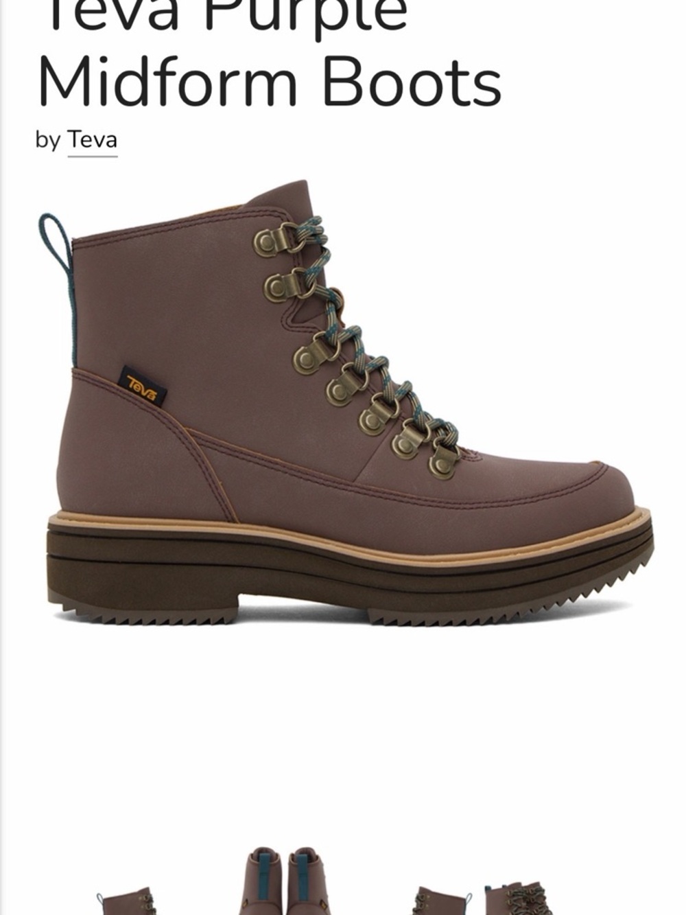 Teva Purple Midform Lace-Up Boots